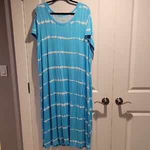 Blue Tie-Dye Maxi Dress